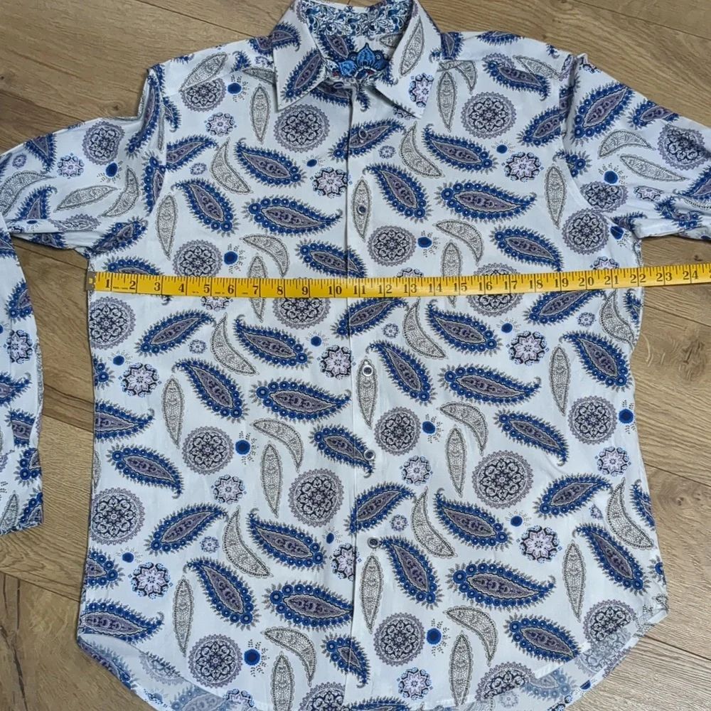 Robert Graham Amoeba Paisley Gothic Geometric Patterned Men's Shirt Size M - Picture 6 of 13